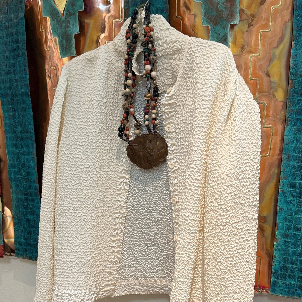 Saint Tropez West Cream Textured Top